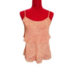 Cabi Orange Small Floral Print Flowy Tank Top Size XSmall
